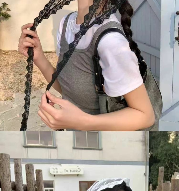 Kore İlkbahar/Yaz Modası Çok Yönlü Dantel Fiyonk Patchwork Kravat Dekorasyonu Üçgen Önlük_voghion.com