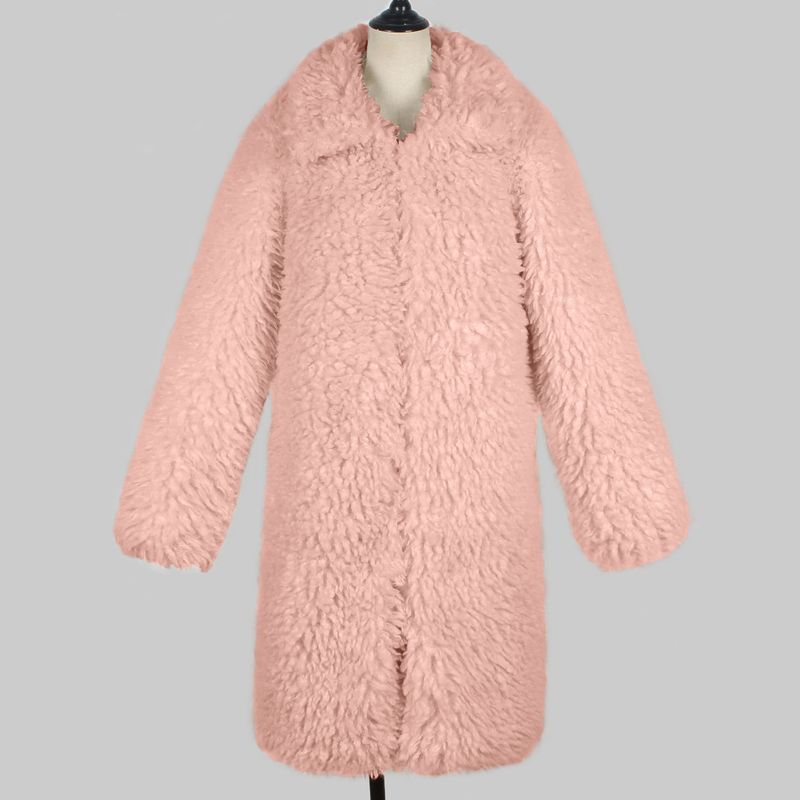Women's Clothing autumn and winter new product lapel long plush fur jacket top women's coat_voghion.com