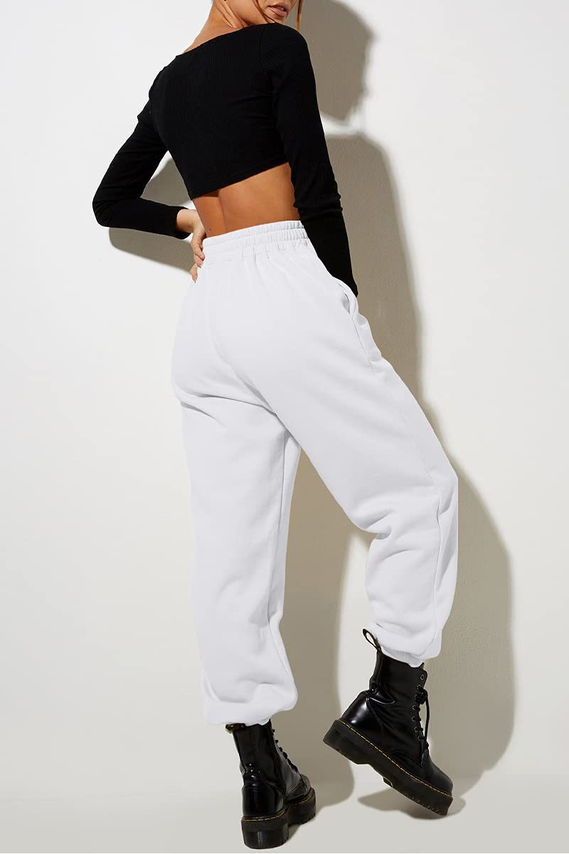Pantaloni casual sportivi in tinta unita da donna con gambe larghe_voghion.com