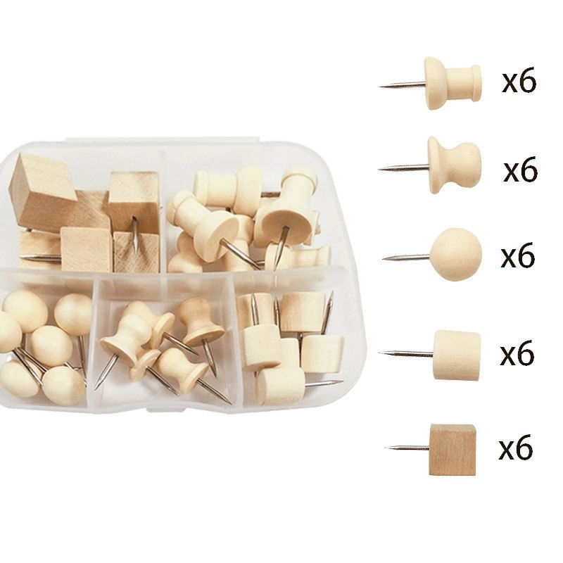 Wooden log pushpin suit original wooden I-shaped nail pushpin push nail big head nail Cork_voghion.com