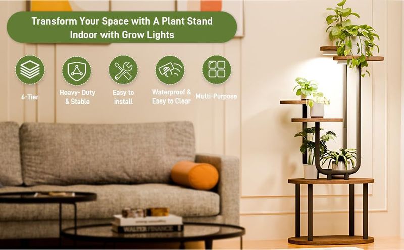 Indoor Support 6-Tier Metal Living Room Multiple Stands Corner Flower Double U-Shaped Plant Stand_voghion.com