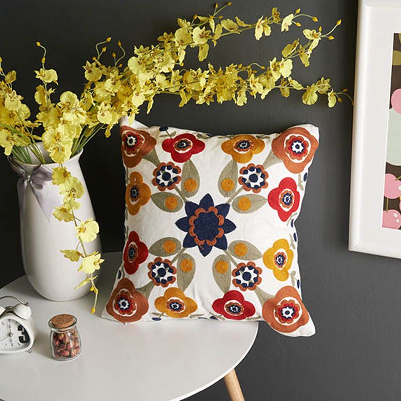 Factory direct high-grade cotton towel embroidery sofa pillow case flower and bird cotton embroidery cushion gift customization_voghion.com