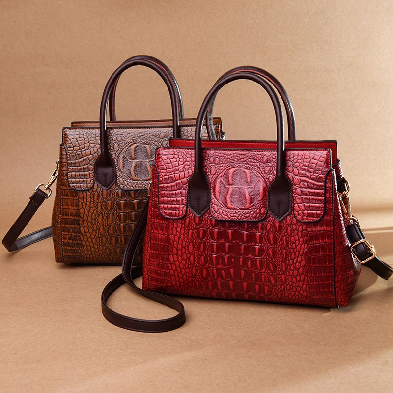 Borsa a tracolla grande da donna, nuova moda 2025, con motivo coccodrillo_voghion.com
