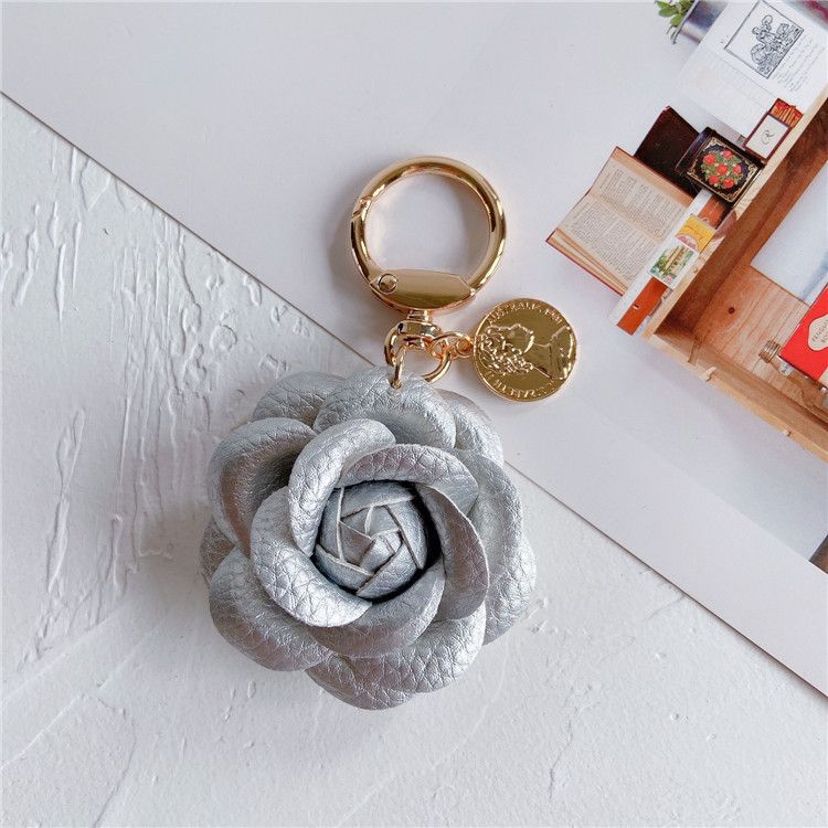 Parti e accessori per borse Moda Pelle Camelia Portachiavi per auto Carino Fiore Zaino Ciondolo Accessori Personalità Portachiavi Anello Donna_voghion.com