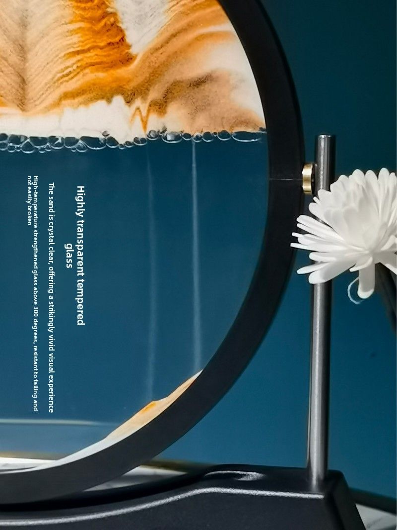 Round 3D Glass Flowing Painting Flip Luxury Home Hourglass Gift Creative Sand Art Craft Desktop Ornament_voghion.com