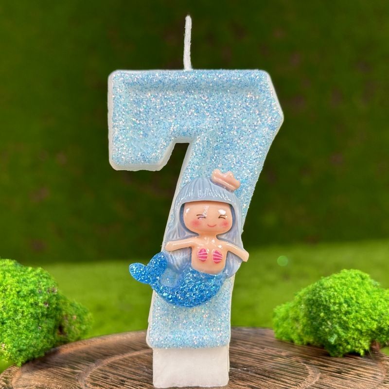Creative Digital Cake Birthday Decoration Candle Handmade Party Mermaid_voghion.com
