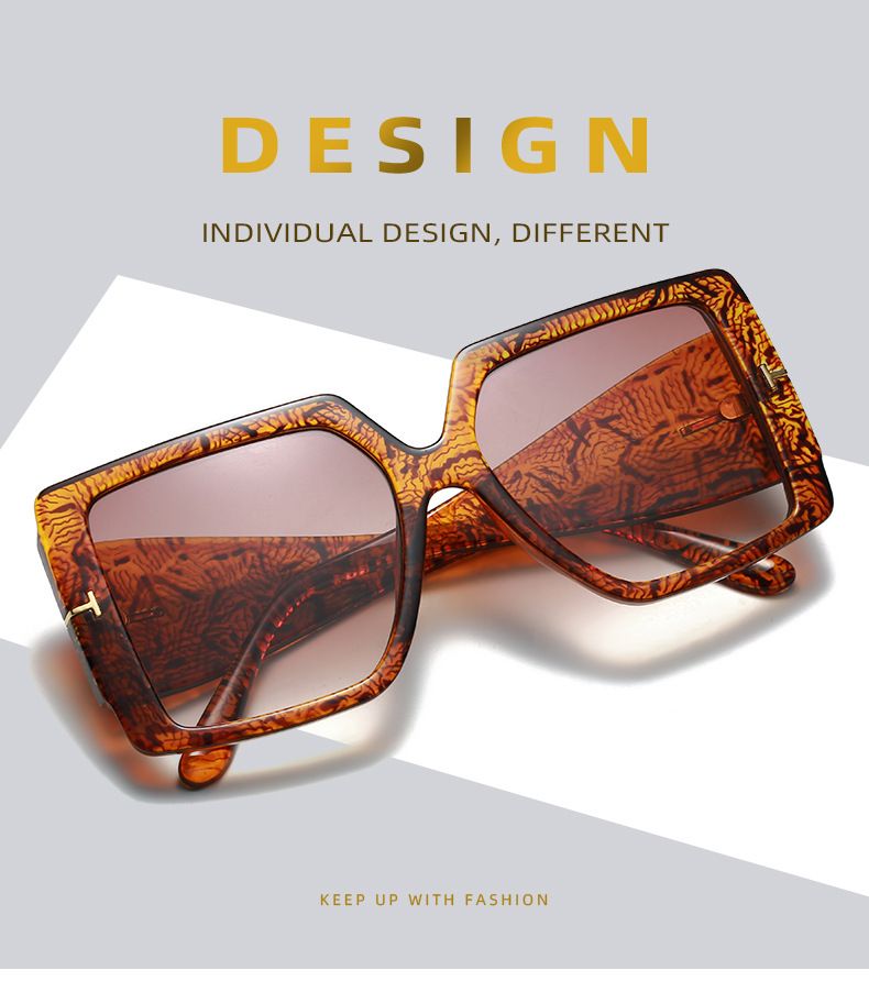 Gafas de sol para hombre y mujer Gafas de sol cuadradas de montura grande con protección UV y palabra en T Gafas de sol de moda para hombre y mujer Gafas de sol_voghion.com
