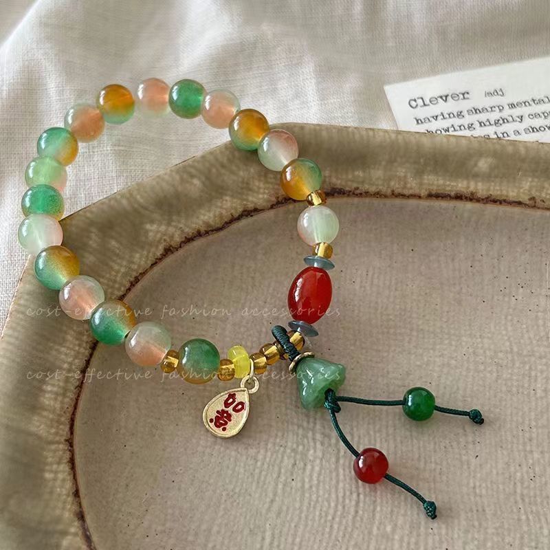 Bracelet en verre de style chinois Lotus Ruyi Ins, polyvalent, haut de gamme, style ancien_voghion.com
