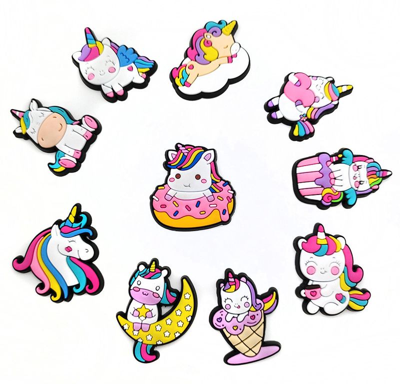 Niedliche Cartoon-Einhorn-Serie Schuhe Blumendekoration Schnalle Kindergeburtstagsgeschenk Gartenschuhe Zubehör Zubehör_voghion.com