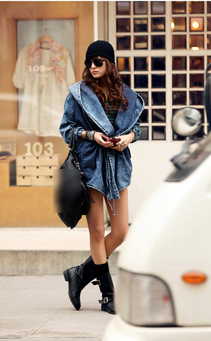 Τζιν μπουφάν για κορίτσια, oversized hoodie, κουκούλα, τζιν μπουφάν, σχέδιο μόδας, γυναικείο παλτό_voghion.com
