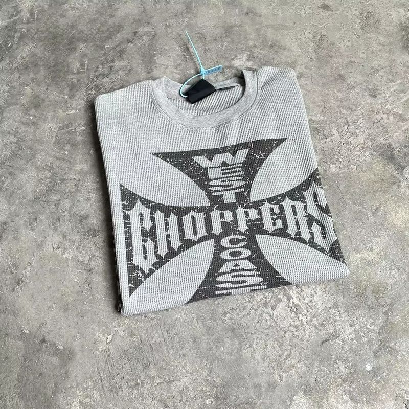 T-shirt a maniche lunghe da uomo, modello Waffle, modello Cross Border Trendy Brand WCC, stile retrò americano vintage in sanscrito_voghion.com