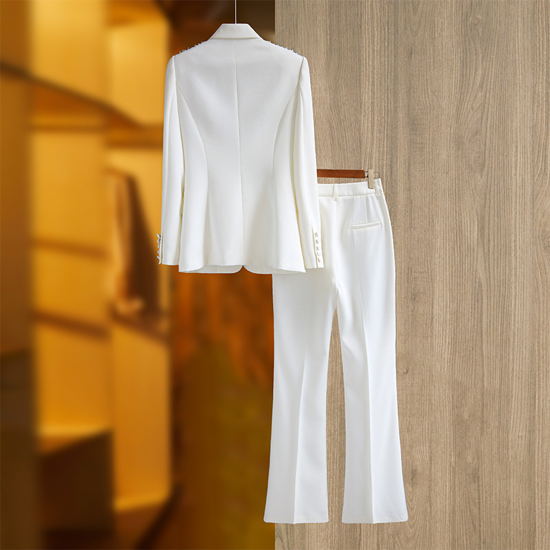 Giacca da abito di media lunghezza, resistente e di alta qualità, da donna, pantaloni a gamba larga, pantaloni alla moda, strass, abito INS caldo in due pezzi_voghion.com