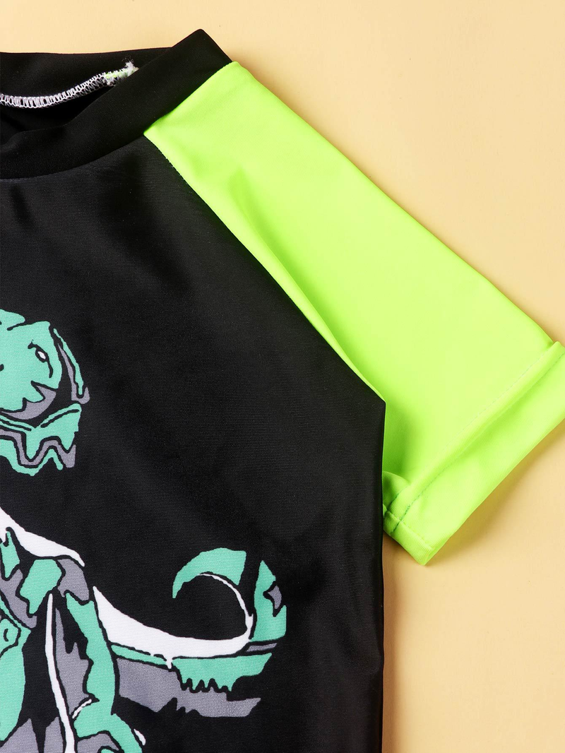 Mother&Kids Children's swimsuit color contrast fashion boys and girls swimsuit short-sleeved two-piece set_voghion.com