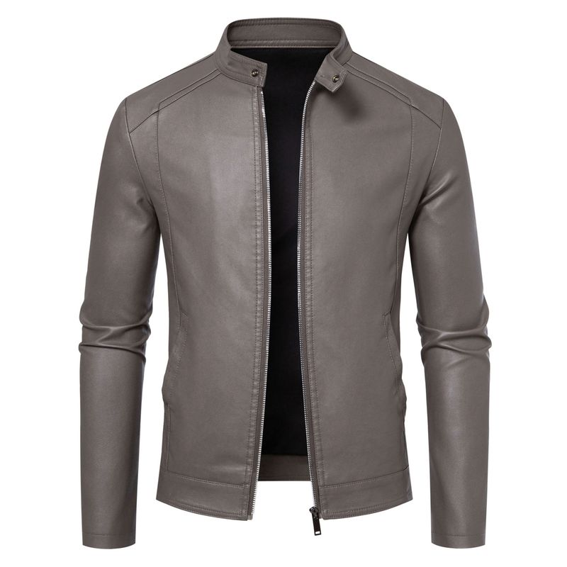 Giacca in pelle spessa, versatile, foderata in pile, vestibilità slim, da uomo, autunno inverno 2025, nuova taglia forte_voghion.com