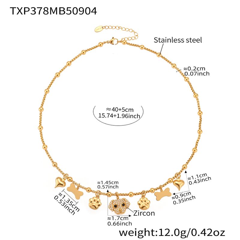 Collana con ciondolo a forma di cane in acciaio inossidabile con diamanti, bracciale e piccolo set di gioielli speciali per donne_voghion.com