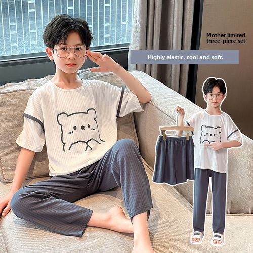 Pyjamas Kinder Sommer Klasse A Modal Kinderhaus Kleidung Anzug Kinder und Mädchen Pyjamas Damen Sommer_voghion.com