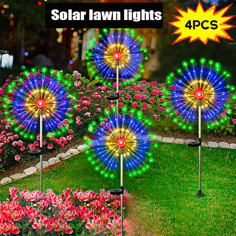 2 stk. utendørs solcelledrevne hagelys LED-lys Globebelysning Vanntett fyrverkerilys for plen, terrasse, gangsti, dekorativ_voghion.com