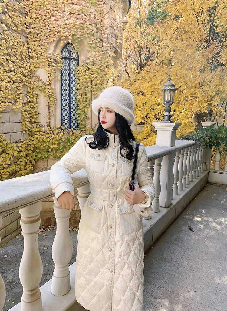 Xiaoxiangfeng Down For Women's Autumn And 2023 New Korean Version Slim Fit Knee Length Cotton Jacket Winter Coat_voghion.com