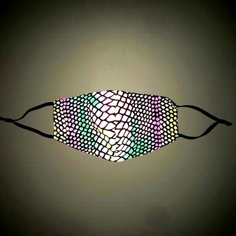 Maschera per il viso riflettente iridescente da 12 colori per uomo e donna, per discoteca, hip hop, luminosa e colorata, a doppio strato, regolabile_voghion.com