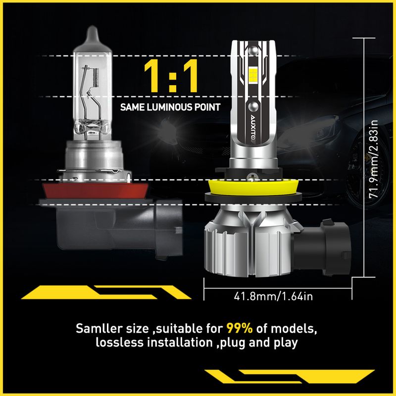 AUXITO 2Pcs H8 LED H11 H9 9005 HB3 9006 HB4 Autoscheinwerfer Superhelle Nebelscheinwerferlampe Lüfterlose Autolampe_voghion.com