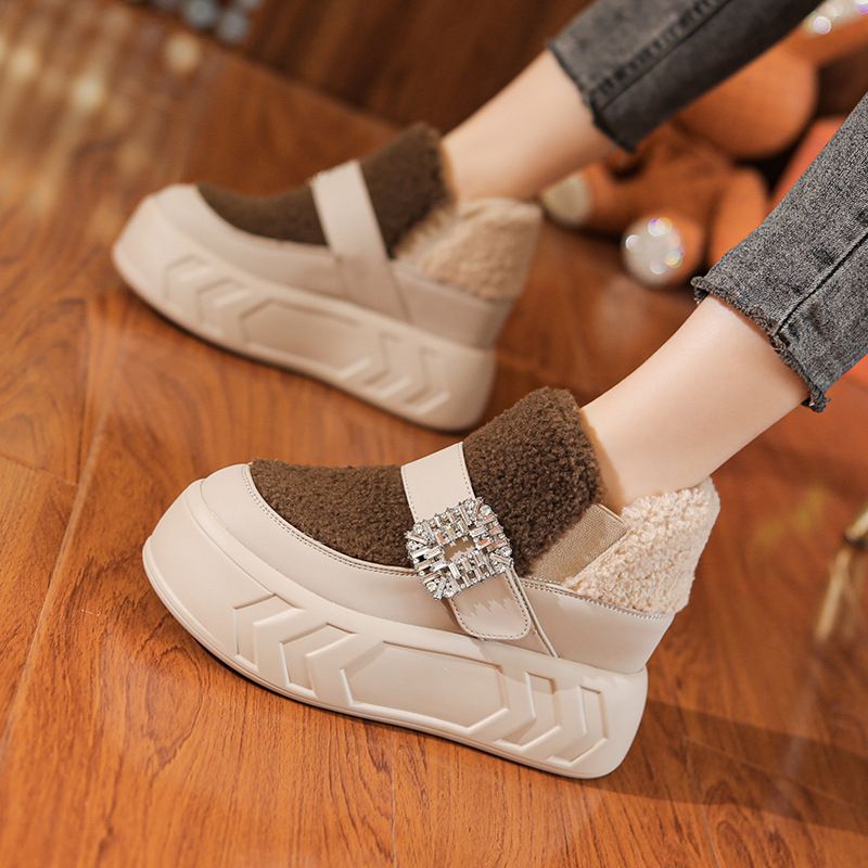 Ženske cipele Krznene cipele za žene nove zime i baršunaste pamučne cipele s podebljanim snježnim đonom sve pristaje uz platformu s debelim potplatom i povišene ležerne tenisice_voghion.com