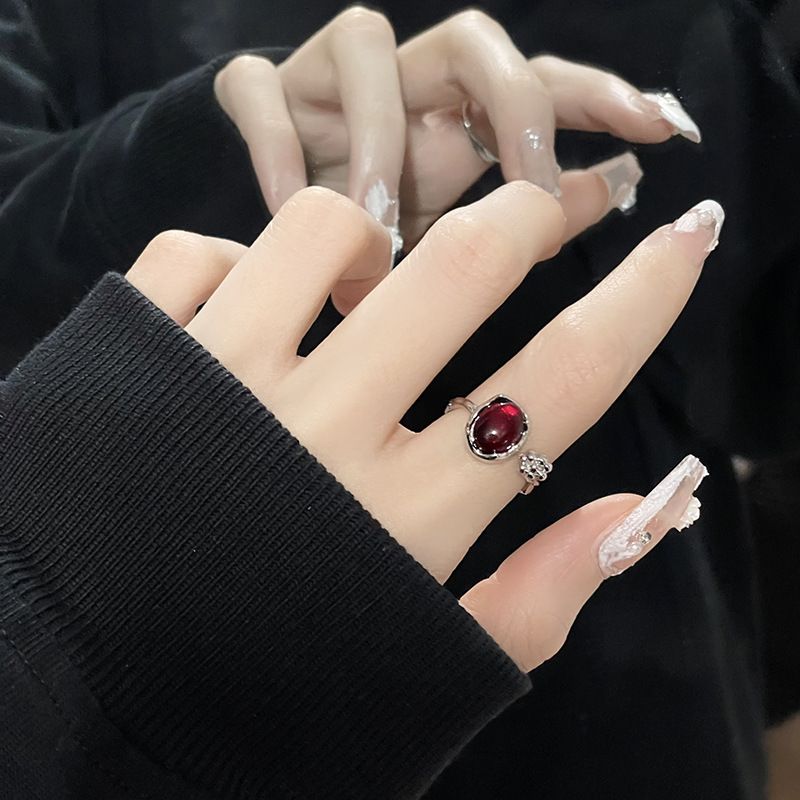 Hot selling red agate niche design sense ins cool and high-end feeling minimalist flower bud ring,Retro, stylish, beautiful_voghion.com
