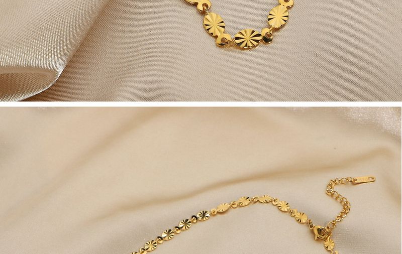 Gioielli con bracciale a catena in acciaio inossidabile 316 placcato oro squisito con petalo ovale fatto a mano_voghion.com
