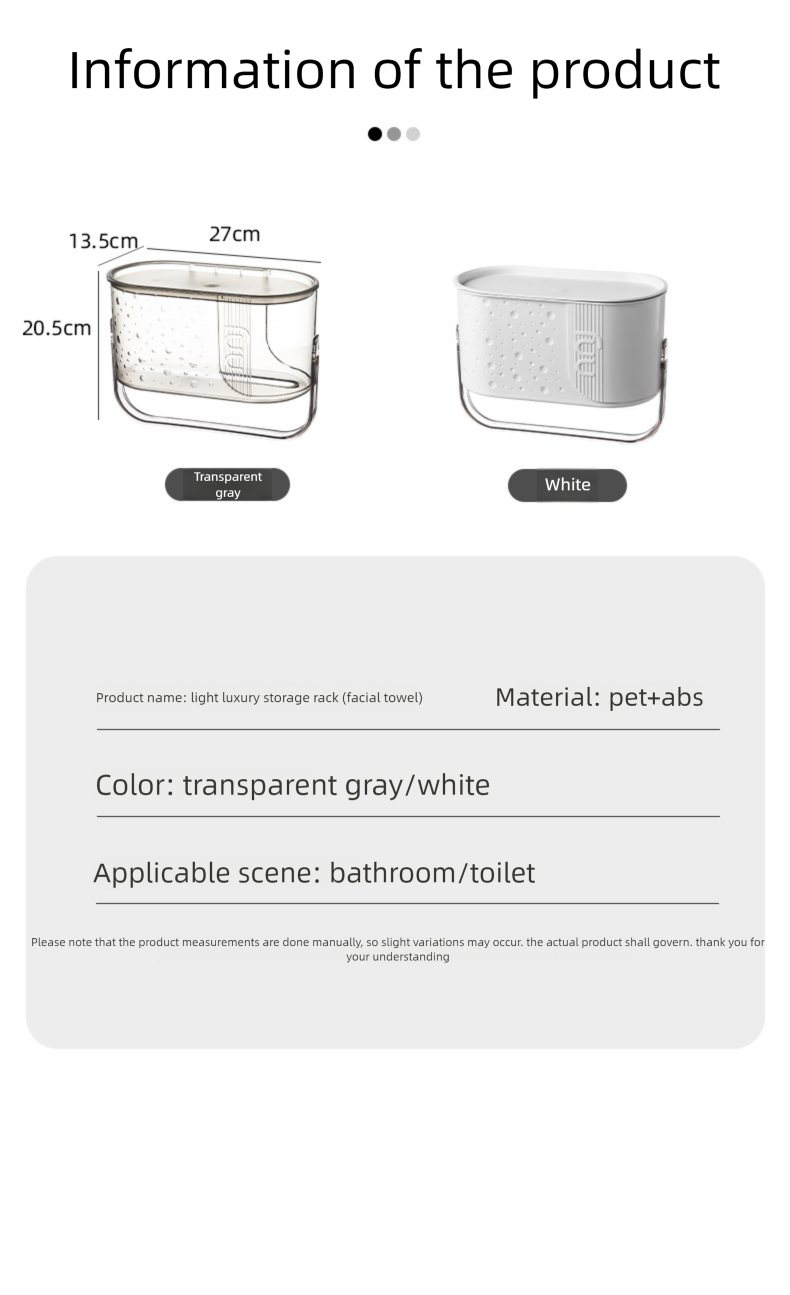 Wandmontierter, wasserdichter Toilettenpapierhalter ohne Bohren für das Wohnzimmer, Aufbewahrungsregal für die Küche, Gesichtshandtuch-Organizer_voghion.com