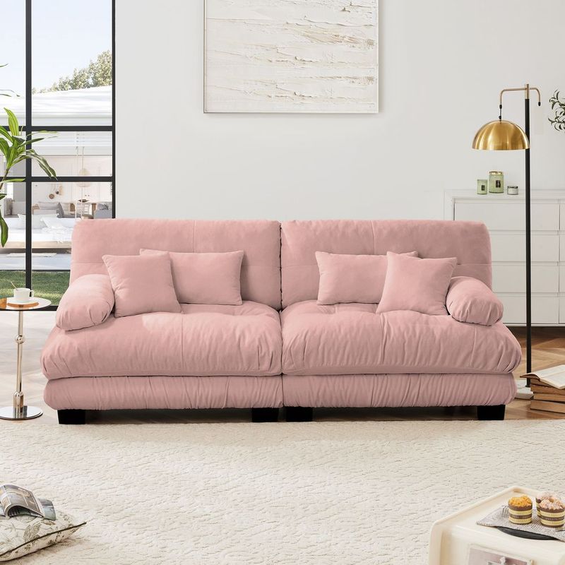 Cloud Couch 2 Seater Sofa For Living Room, Chenille 2 - Seat Sofa With 2 Lumbar Pillows And 2 Throw Pillows_voghion.com