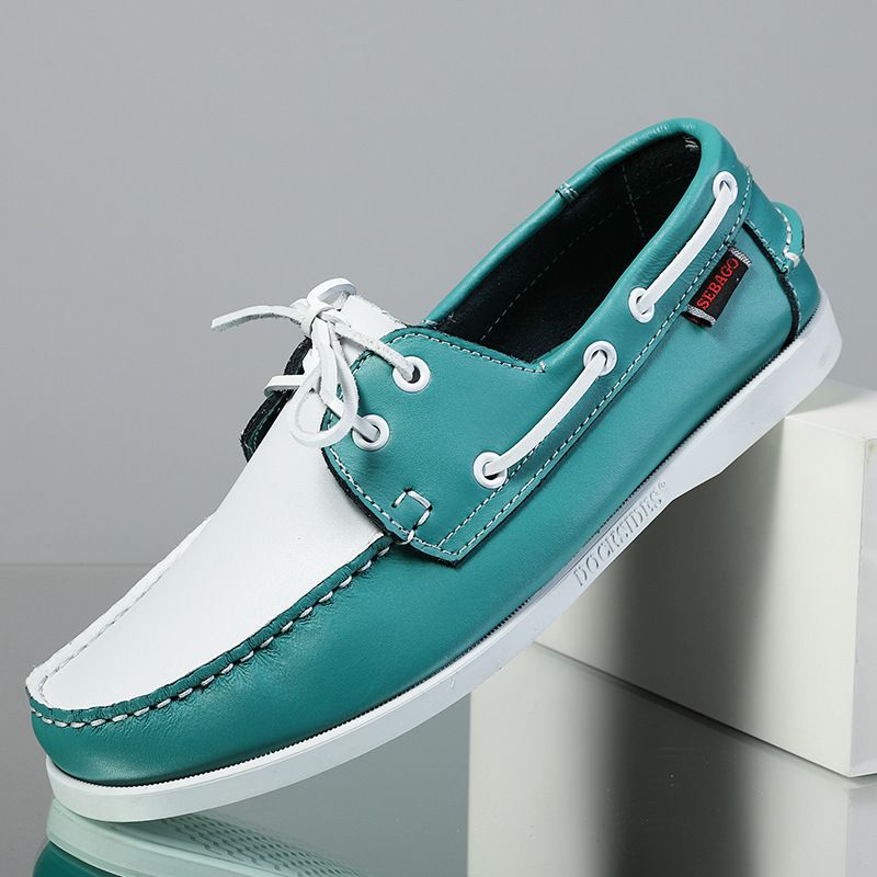 Quality Sailing Genuine Large Size Breathable Trendy Casual Men's Leather Shoes_voghion.com