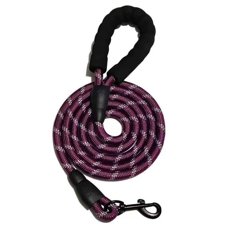 Guinzaglio riflettente notturno in seta con trazione, in schiuma, anti-strangolamento, in lega di alluminio, con fibbia di bloccaggio, catena per cani, corda in nylon_voghion.com