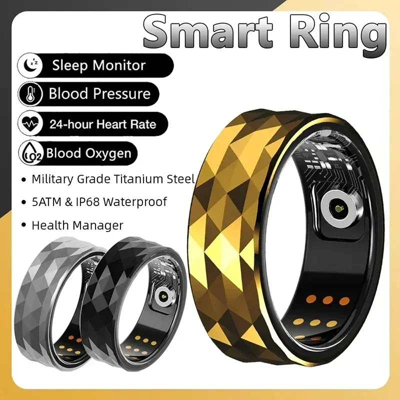 R12M Smart Ring Gezondheid Slaap Hartslagmeting IP68 5ATM Waterdicht Stappenteller Calorieënteller Multisportstanden_voghion.com