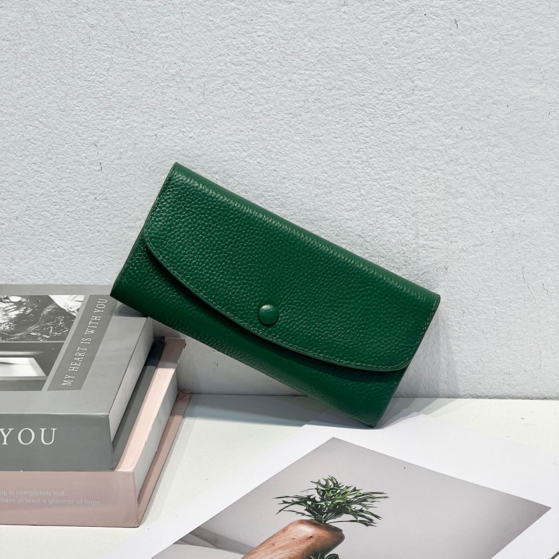 Echtes Vollrindleder Handgeldbörse, Reißverschlusstasche, langes Damenleder_voghion.com