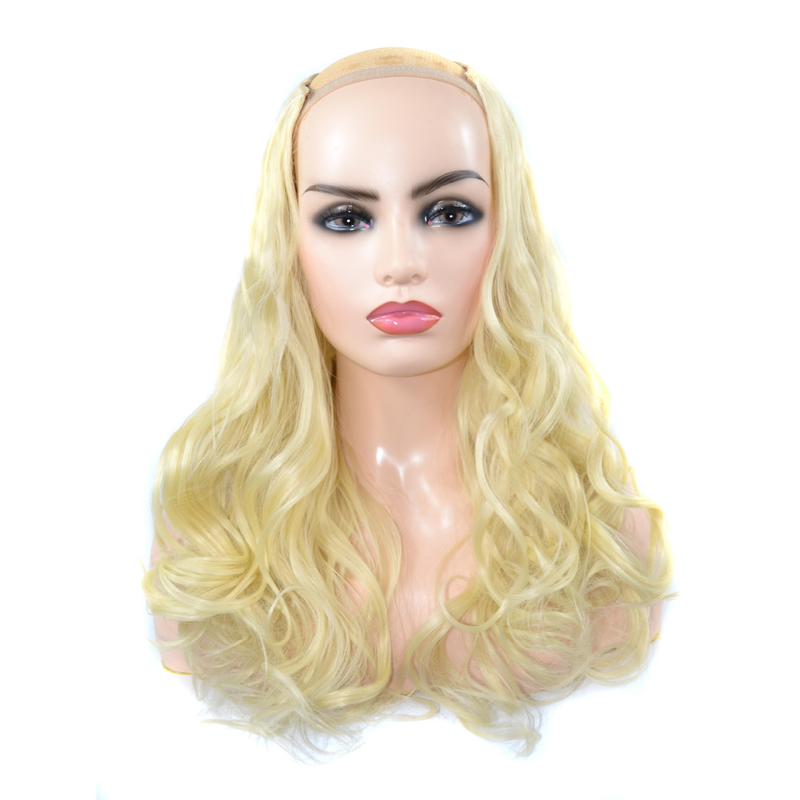 Synthetic hair U-shaped half head wig for women's medium large wave pear curl with natural fluffy long curly hair_voghion.com
