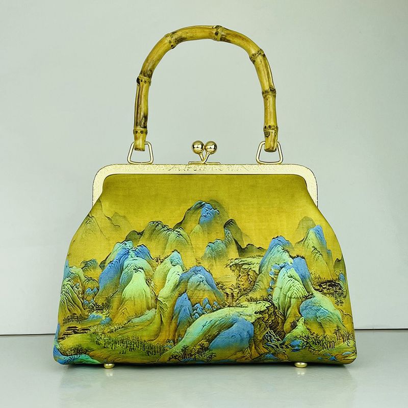 Thousands of miles of country and mountains, Chinese style versatile crossbody single shoulder portable gold bag women's bag_voghion.com