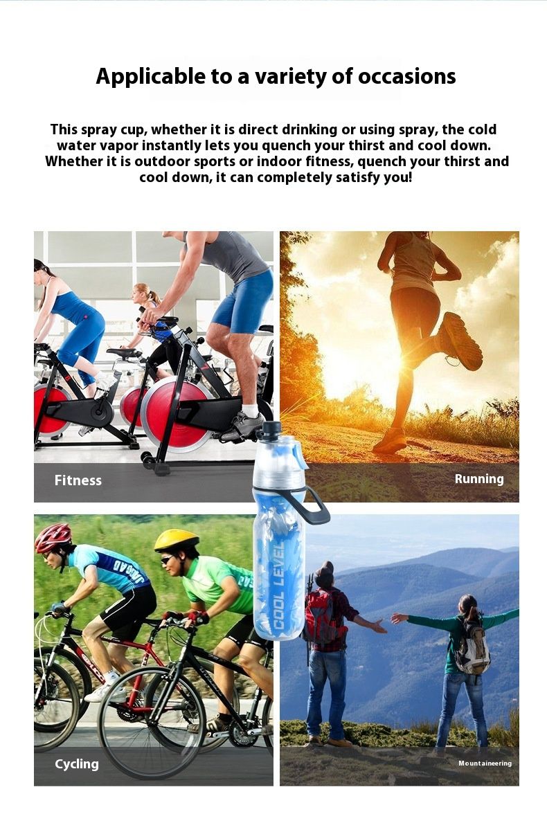 Outdoor-Radsport-Sprühflasche mit Strohhalm, multifunktionale Kühlflasche für Fahrräder, doppellagiger Kaltwasserbecher_voghion.com