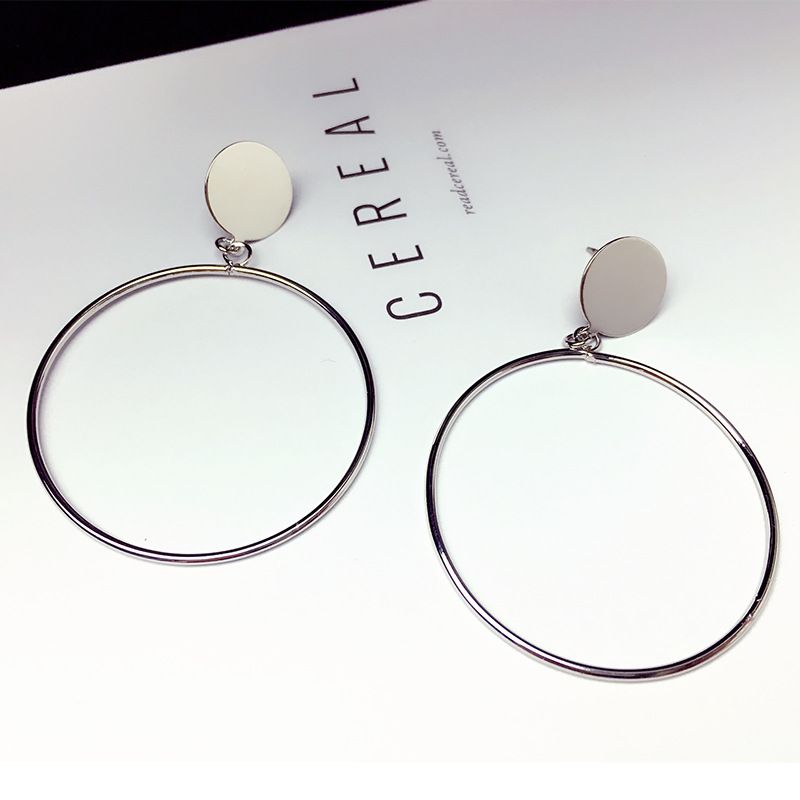 Orecchini a cerchio semplici, versatili e lisci, stile coreano, accessori per le orecchie esagerati._voghion.com