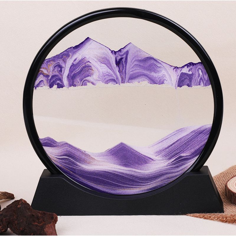 3D Three-Dimensional Flowing Sand Ornament Creative Gift Birthday Stress Relief Art Sandglass Home Round Landscape_voghion.com