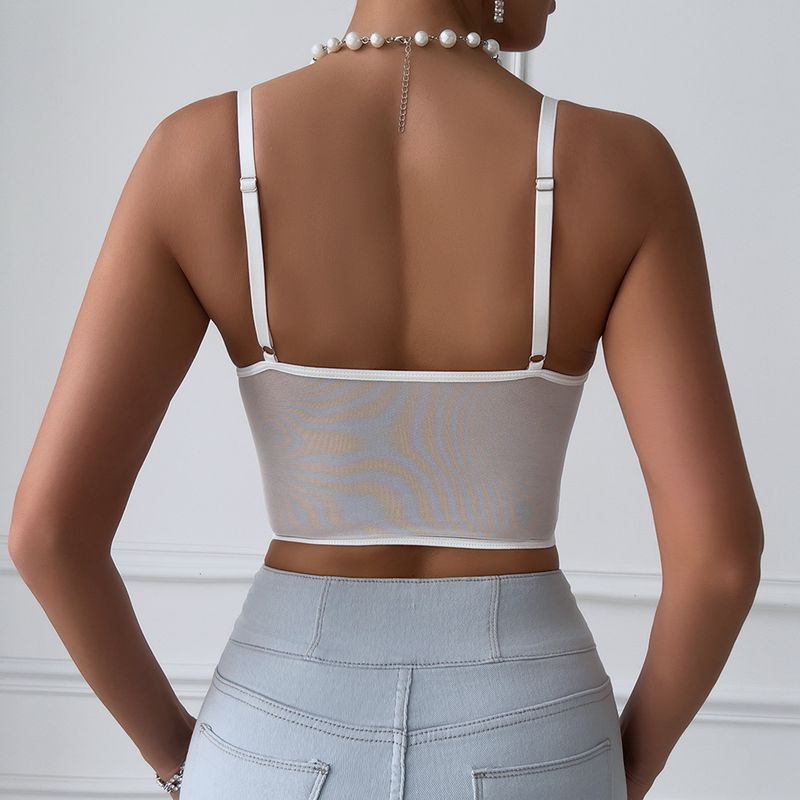 Women's Sexy Clubwear Sequin Bustier Top - Boned Underwire Push Up Crop Top With Sheer Mesh Bodycon Glitter Party Vest For Women_voghion.com