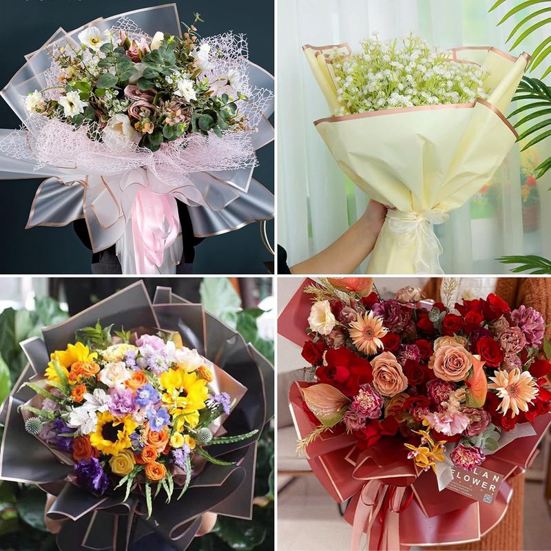 38 vellen bloemen inpakpapier waterdicht gouden rand boeket accessoires, 23 inch bloemist bloemenboeket benodigdheden cadeau doe-het-zelf knutselen_voghion.com