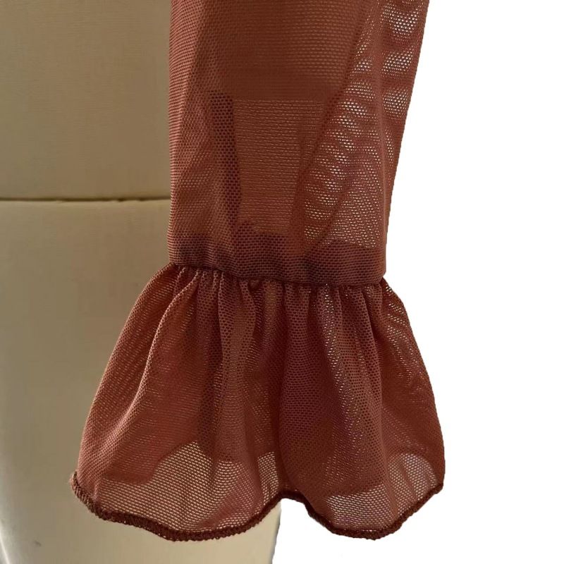 Naiste uus seksikas vürtsikas tüdruku õõneskaelus rippuv volangiserv, lahtine naba, pikkade varrukatega topp_voghion.com