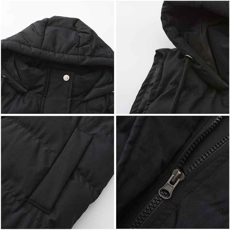 Women's Long Sleeveless Hooded Vest With Zip Front, Quilted Padded Jacket For Winter, Casual Outerwear In Solid Colors_voghion.com