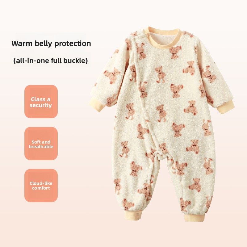 Baby-Einteiler aus dickem Fleece, Kinderpyjama für Herbst und Winter, warmer Baby-Schlafsack, Loungewear der Klasse A_voghion.com