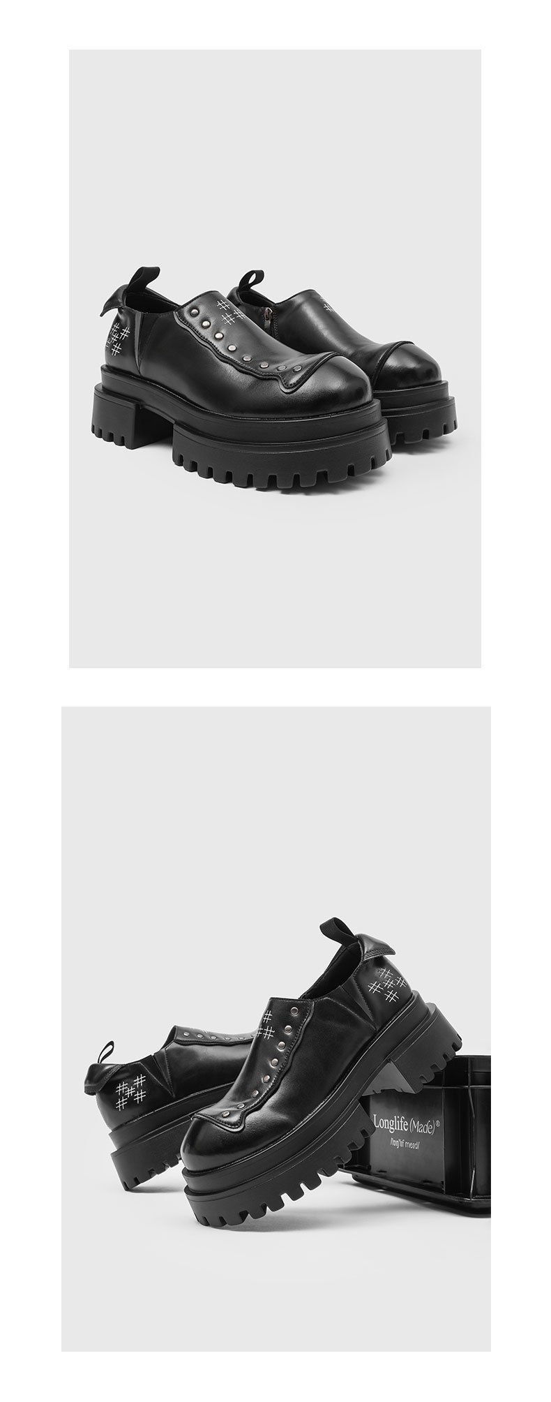 Gothic Nieten Beliebte Lederschuhe Derby-Schuhe Low-Top Dickbesohlte Erhöhung Casual Herrenschuhe_voghion.com