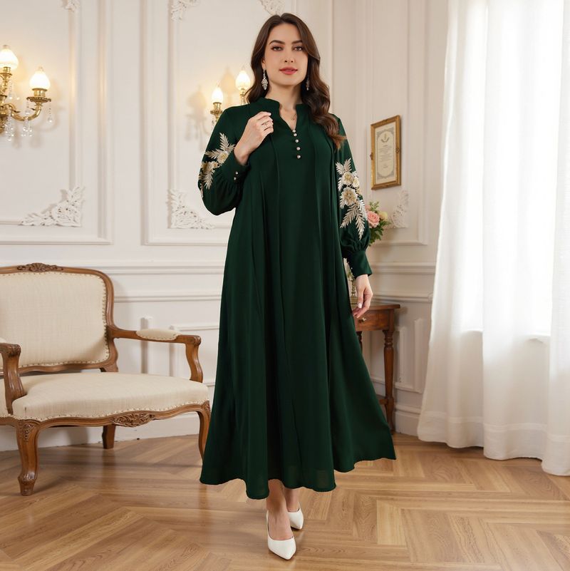 Verve moslim plus size geborduurde jurk abaya damesgewaad_voghion.com