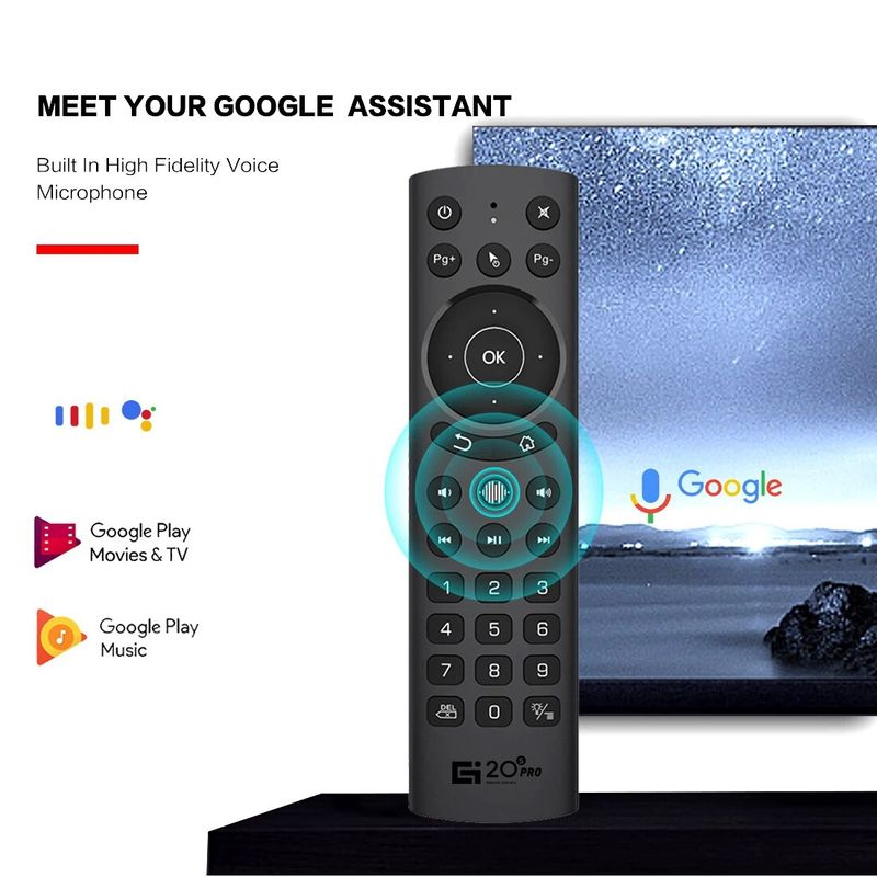 G20BTS Plus G20S PRO 2.4G télécommande vocale sans fil rétro-éclairé Air souris Gyroscope pour H96 X96 Max X88 Pro Android TV_voghion.com