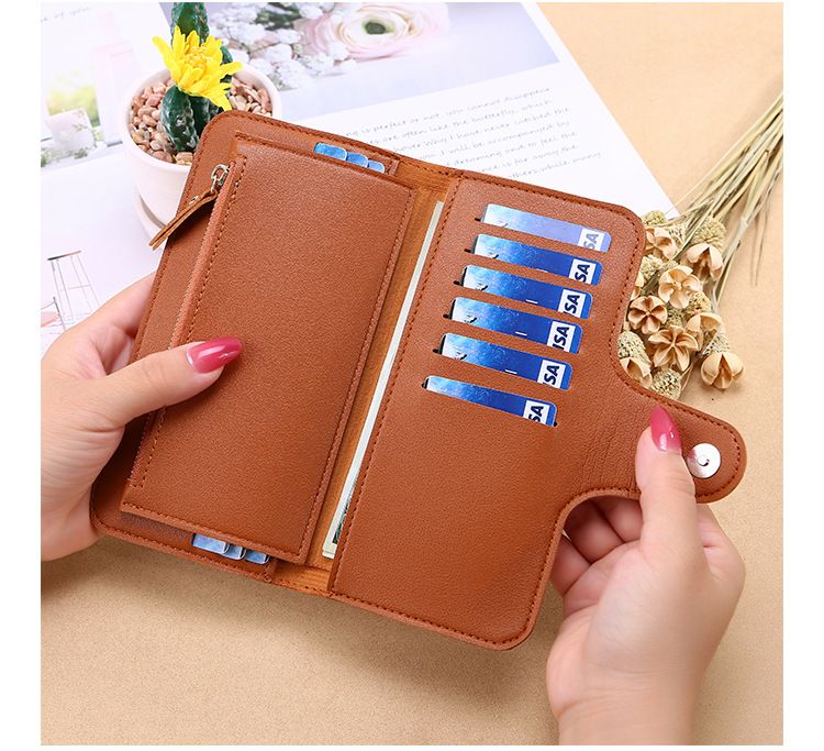 New Long Women's Wallet Buckle Change Bag Soft Card Position Mobile Phone Bag Hand Holding Cross-border Hot ** Hair_voghion.com