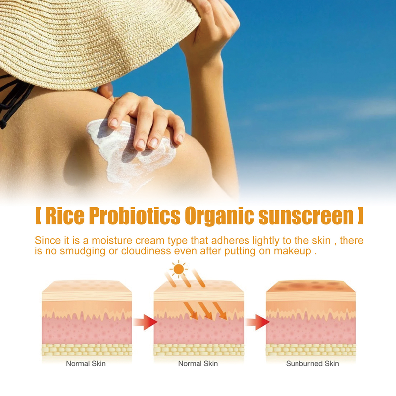 Crema protettiva biologica al riso probiotico Jaysuing per viso e corpo, protezione UV per esterni, non grassa_voghion.com