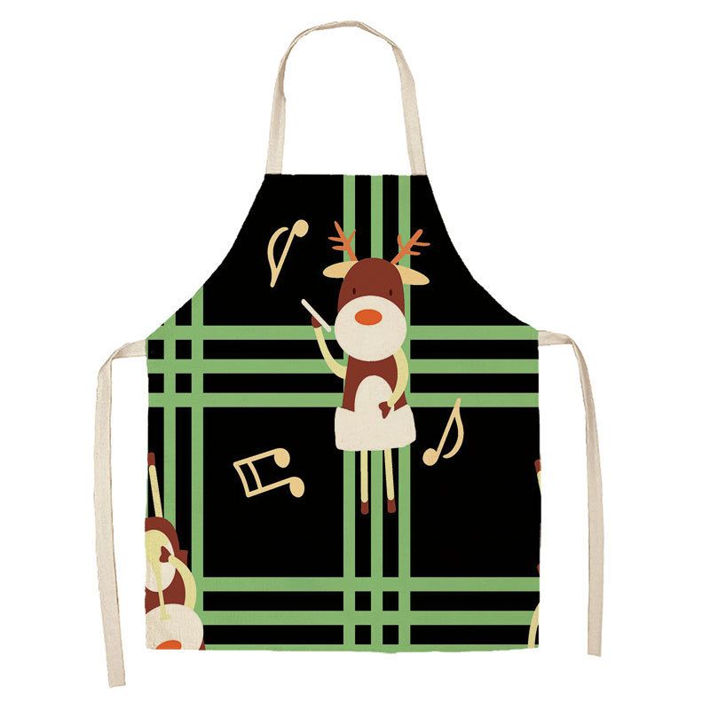 Cross-Border Direct Supply Christmas Series Linen Apron Kitchen Household Sleeveless Hanging Neck Unisex Stain-Resistant_voghion.com