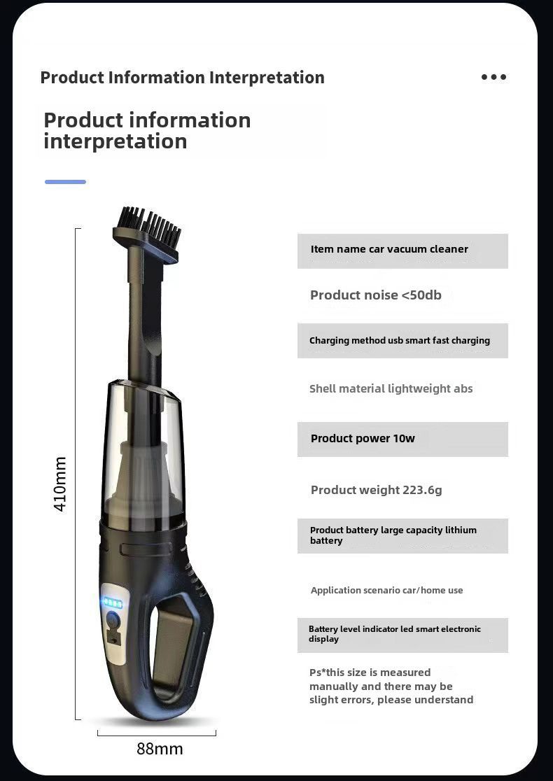 Aspirapolvere per auto portatile, aspirapolvere wireless per auto a doppio uso, aspirapolvere per auto piccolo transfrontaliero, potente aspirazione_voghion.com